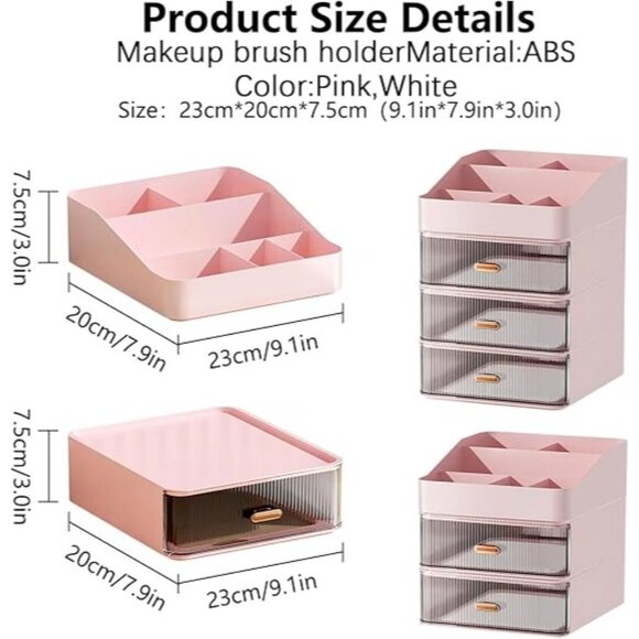 Dasiton Makeup Organizer Makeup Brush Holder with 2 Drawers - Picture 2 of 4